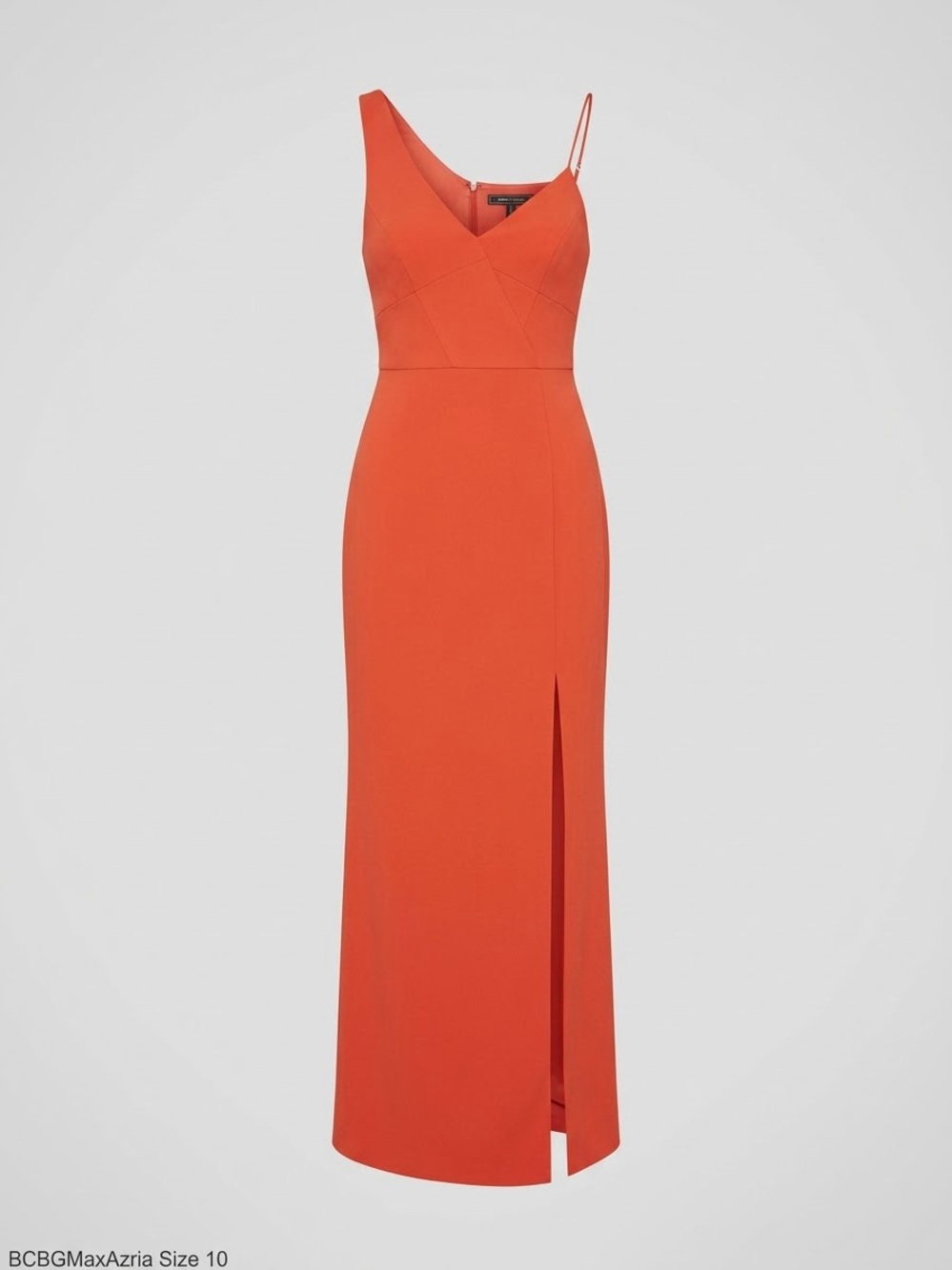 BCBGMaxAzria One Shoulder Red Maxi Dress Side Slit Size 10 Formal Wedding Guest